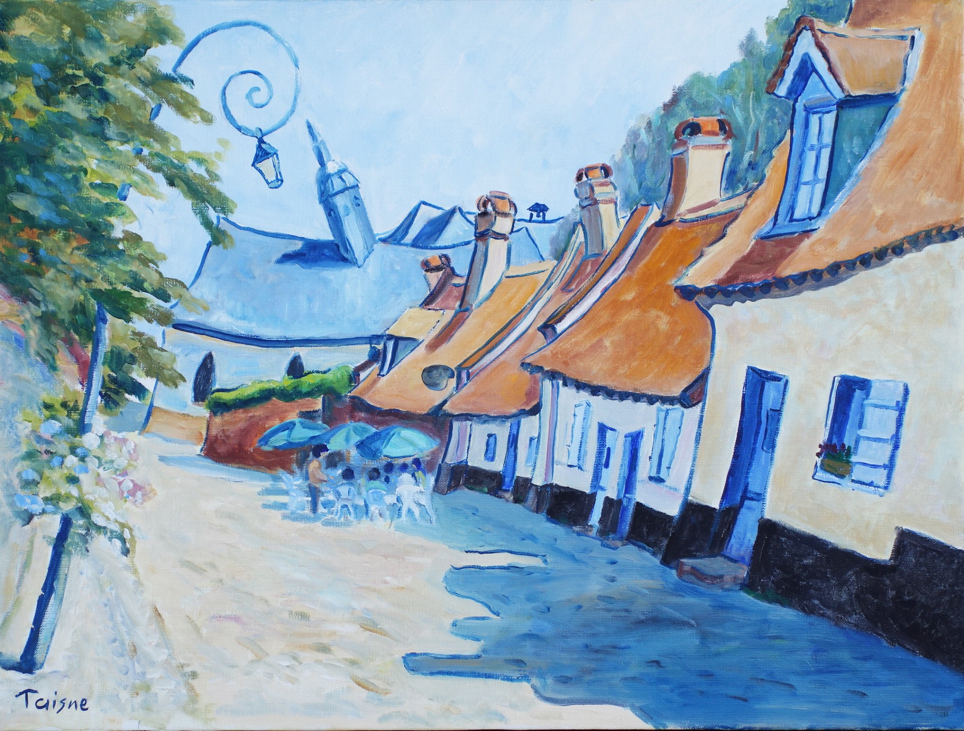 A l'ombre des parasols de la rue du Clape 61x46