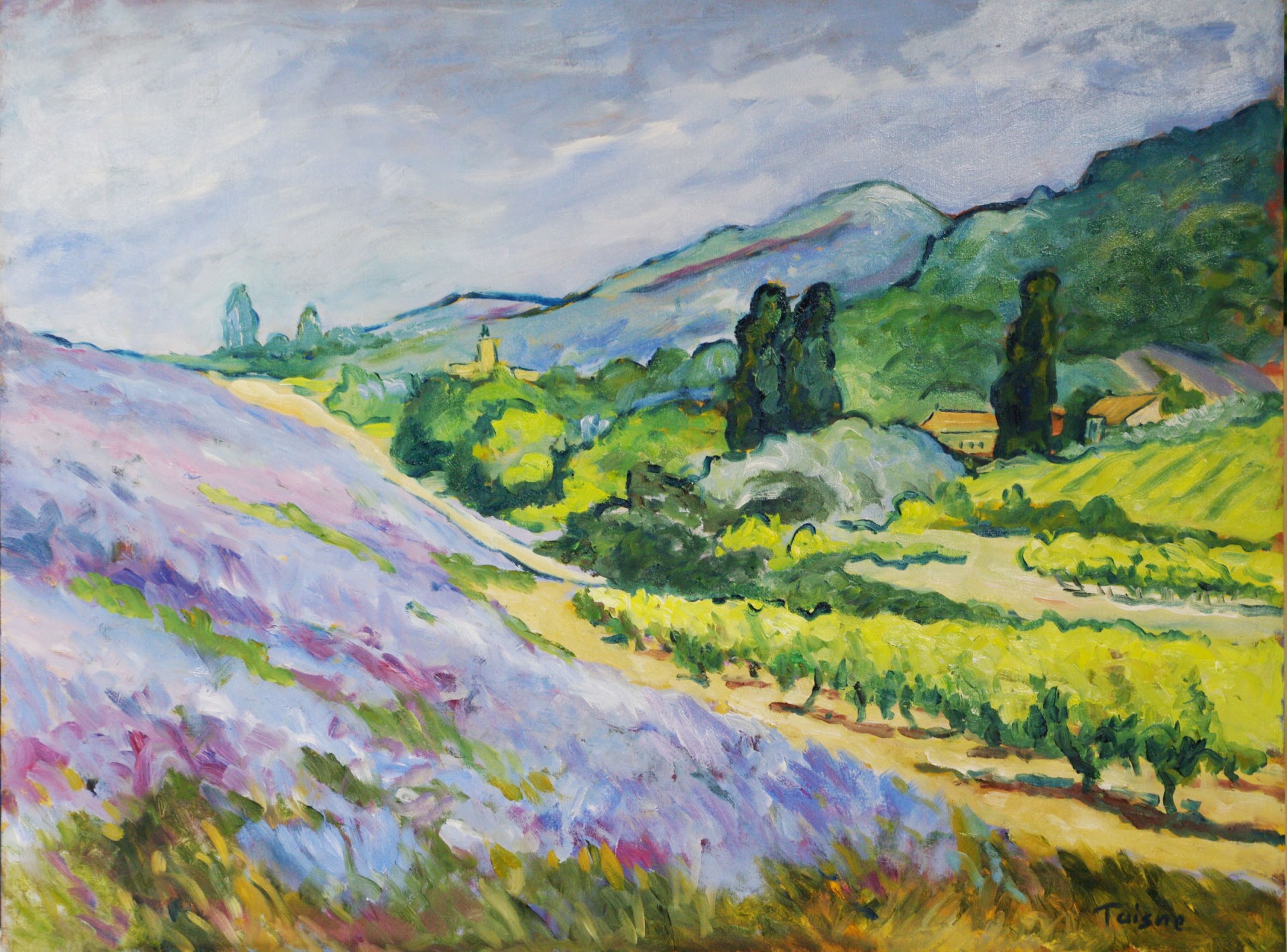 Les dernières lavandes - Huile sur bois 61x46