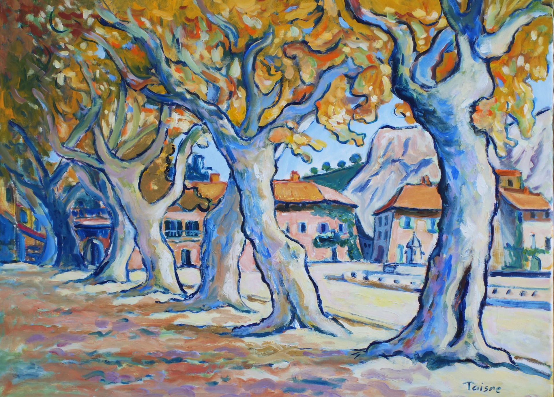 Sous les platanes 61x46